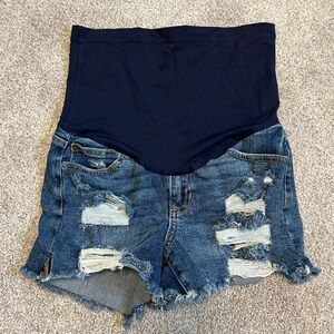 Pinkblush Blue High Waist Distressed Shorts